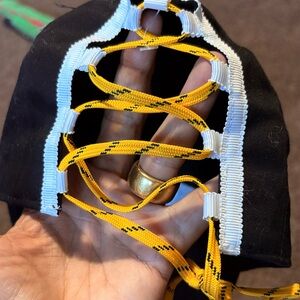 IVY PARK Black and Yellow Lace-Up hat